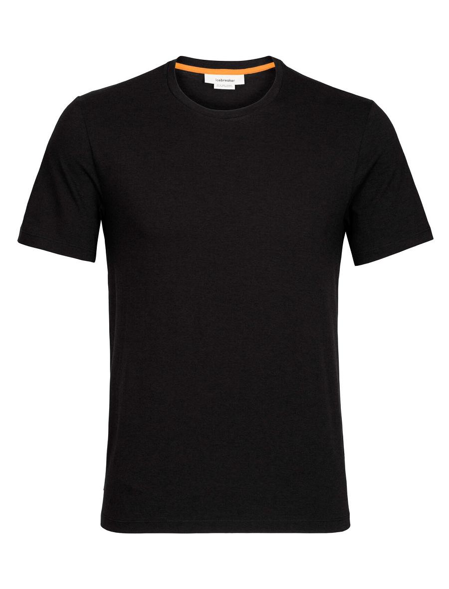 Black Icebreaker Merino Central Classic Short Sleeve Men's T Shirts | AU 1146FDNM